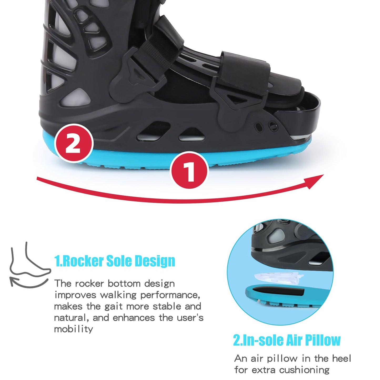 Tall Walker Fracture Boot Inflatable Walking Boot Air Cam Walker Brace Orthopaedic Boot for Sprained Ankle, Foot Pain Recovery, Calf Fracture, Broken Foot, Achilles Tendonitis (L)