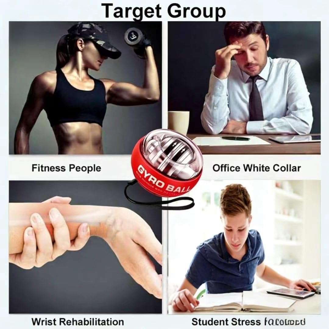 New Torque Ball Hand Exerciser, Wrist Power Gyro Ball, Wrist Ball Exerciser with Ball Bag, Forearm Strengthener, Hand Strengthening Devices, Auto-Start with LED Light