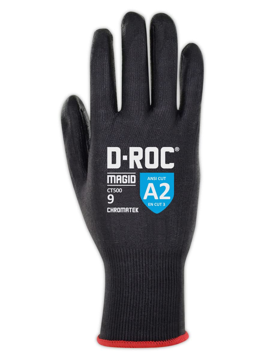 MAGID ChromaTek ANSI A2 Hyperon Blend PU Palm Coated Work Gloves, 48 Pairs, CT500