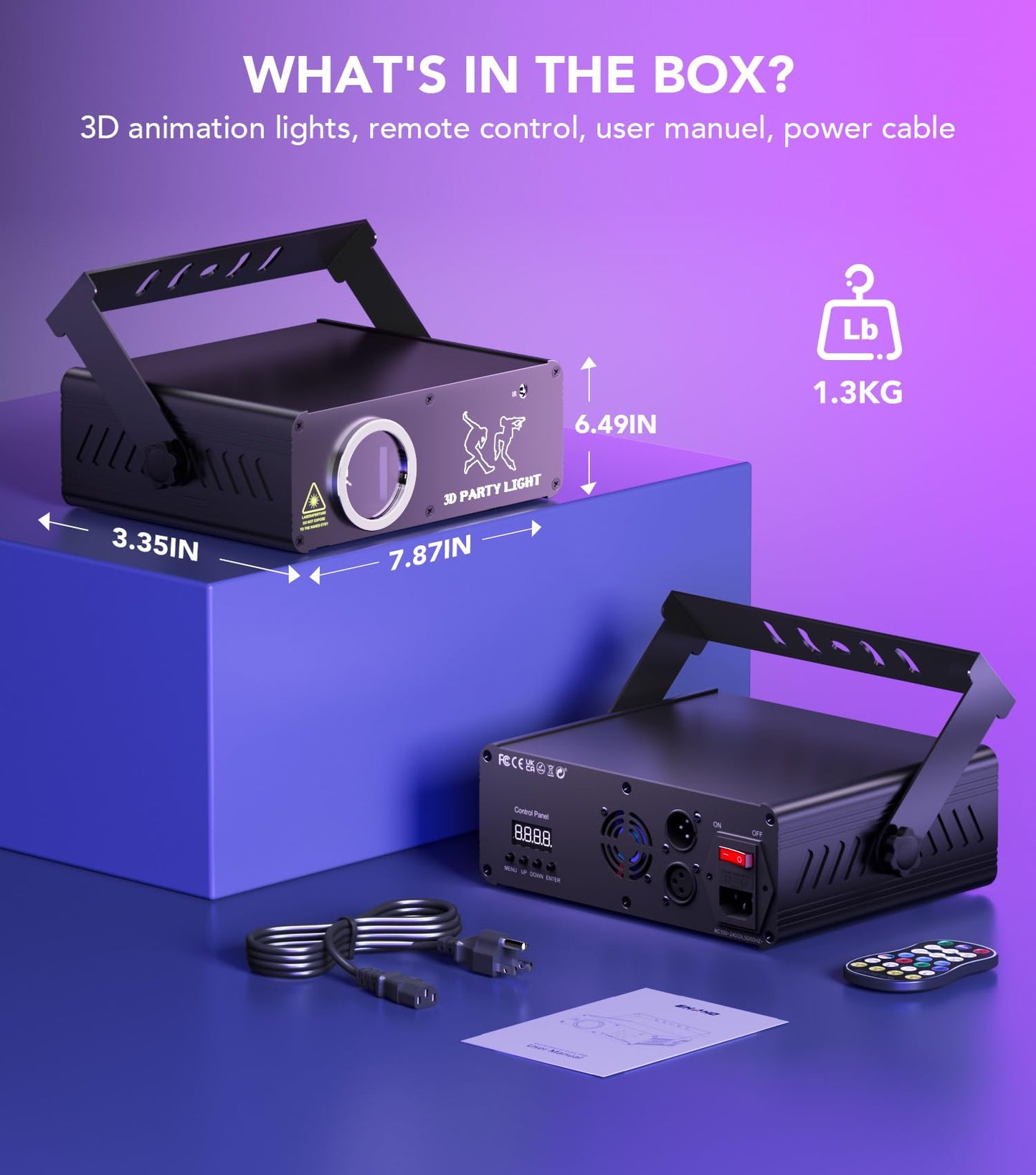KeoBin APP DJ Laser Lights Professional - 200+ 3D RGB Animation Laser Light Show, Hand Drawing, Custom Patterns, Sound Actived & DMX Sync for Party, Stage, Club