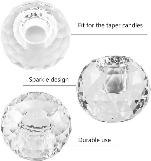 Crystal Ball Candle Holders by [Brand Name] - Elegant Taper Holder Set of 2 for Dining Table Decor | Clear