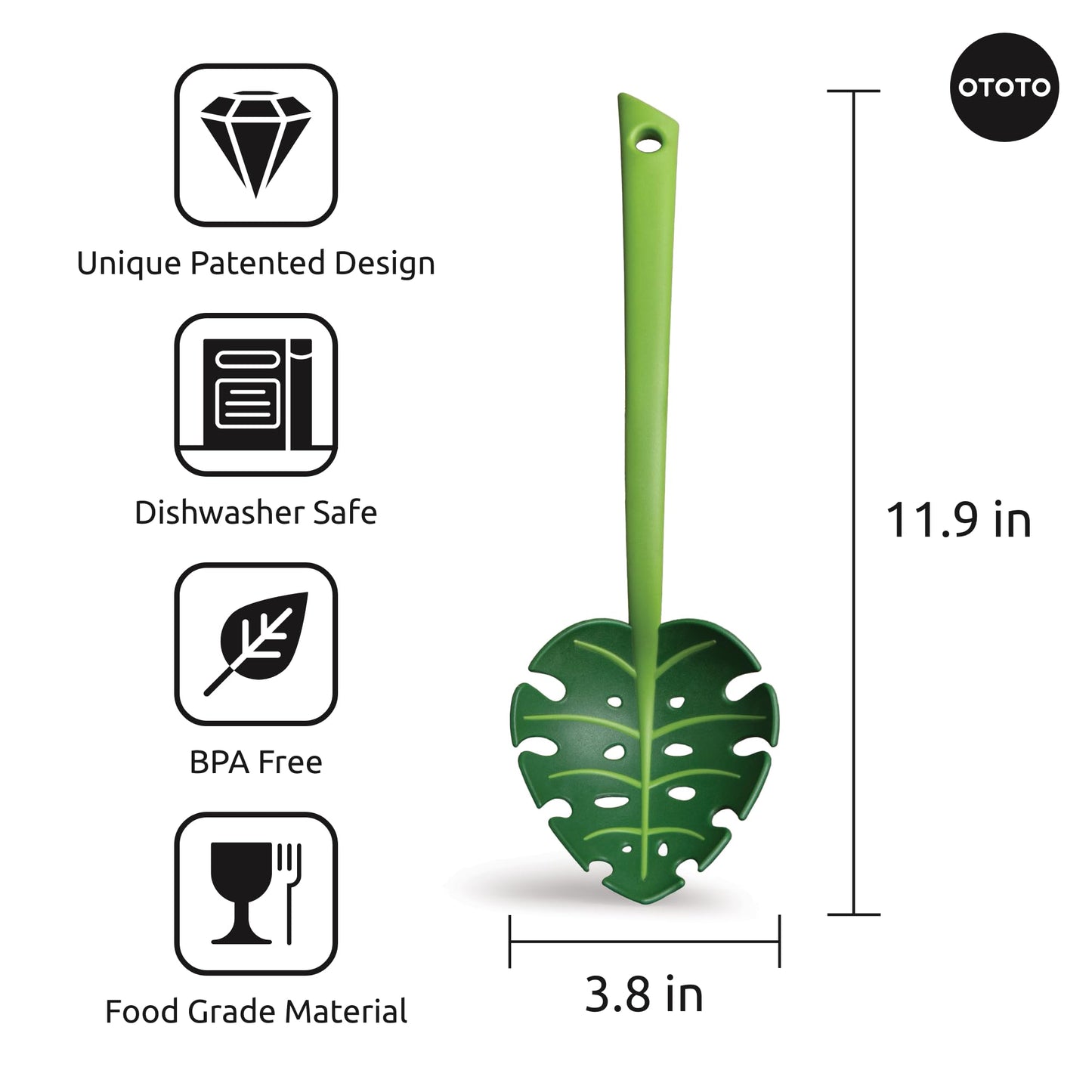 OTOTO Jungle Spoon Monstera Ladle - BPA-Free High Heat Resistant Nylon for Cooking for Nonstick Cookware Kitchen Tools & Utensils, Kitchen Gifts & Gadgets, Cute