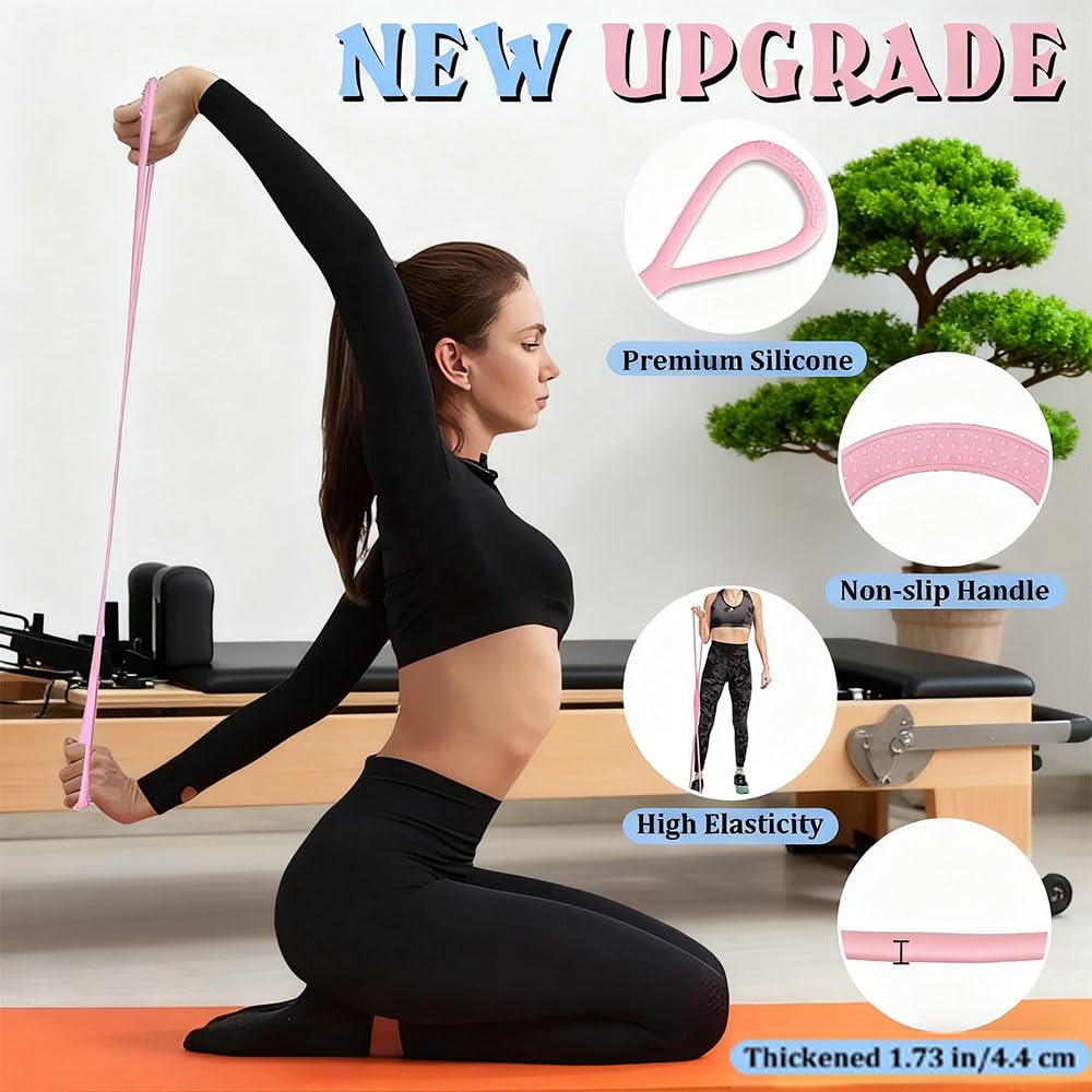 JYTIYUWA Resistance Bands with Handles,Figure 8 Resistance Band Elastic Fitness Bands Exercise Band for Home Yoga Gym Workout Pink 15LB