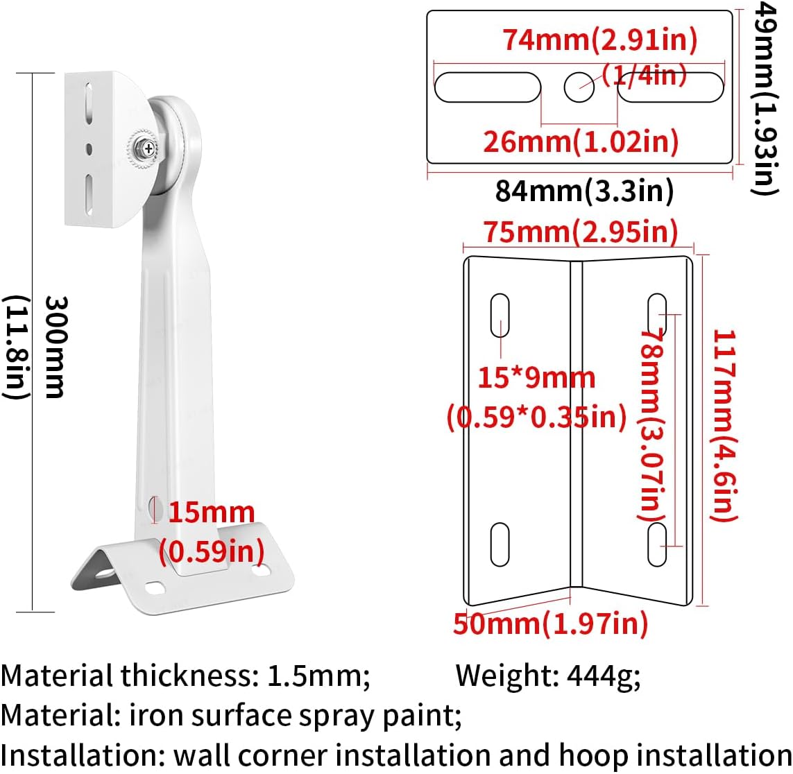 ZT-NET Security Camera Mount Corner Pole Mounting Bracket Universal Heavy-Duty Adjustable Holder for CCTV Cameras