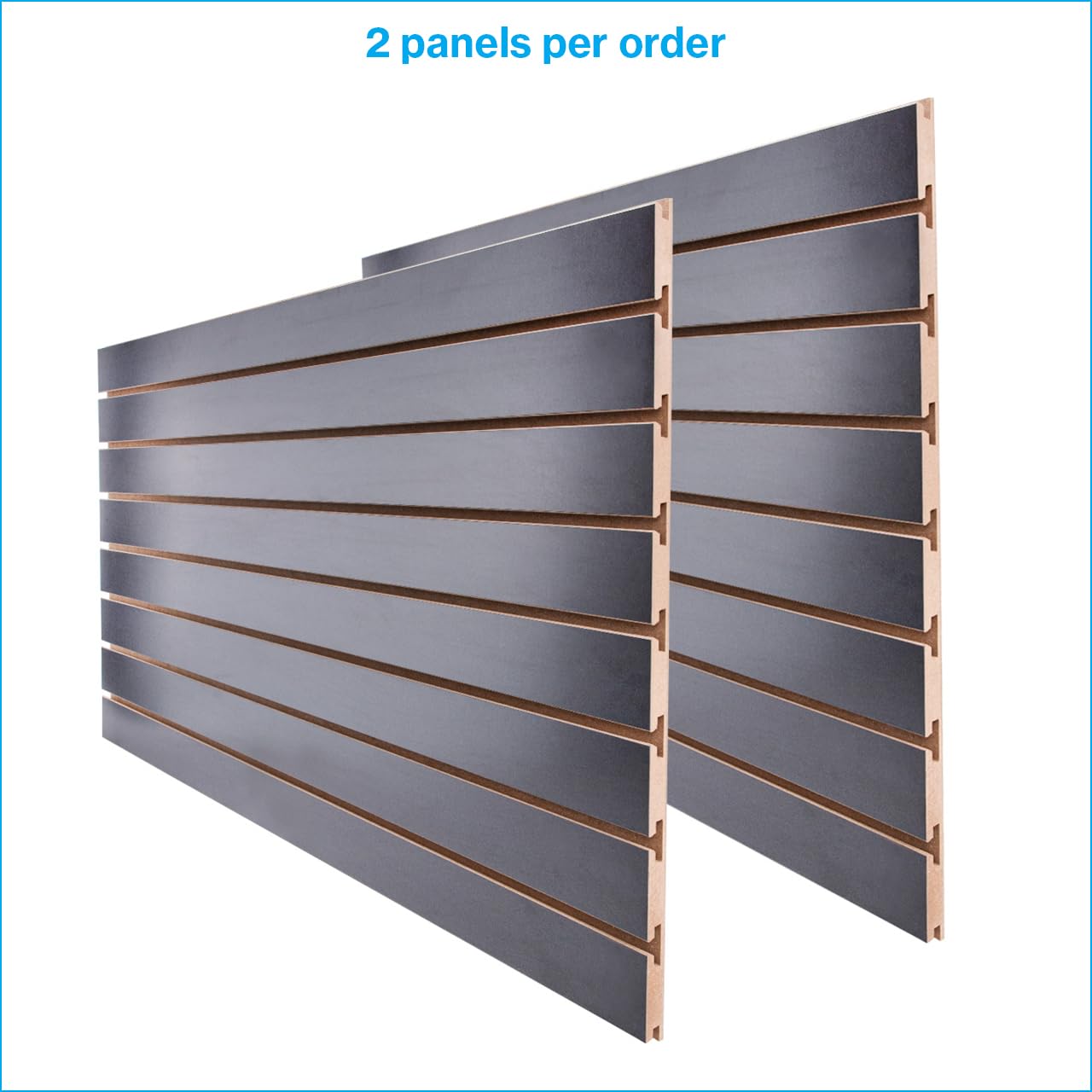 SSWBasics 4 ft x 2 ft Horizontal Black Slatwall Panels for Wall (24"H x 48"L) - Pack of 2 - Garage Wall Organizer Panels and Craft Storage Organization Slatwall Panel