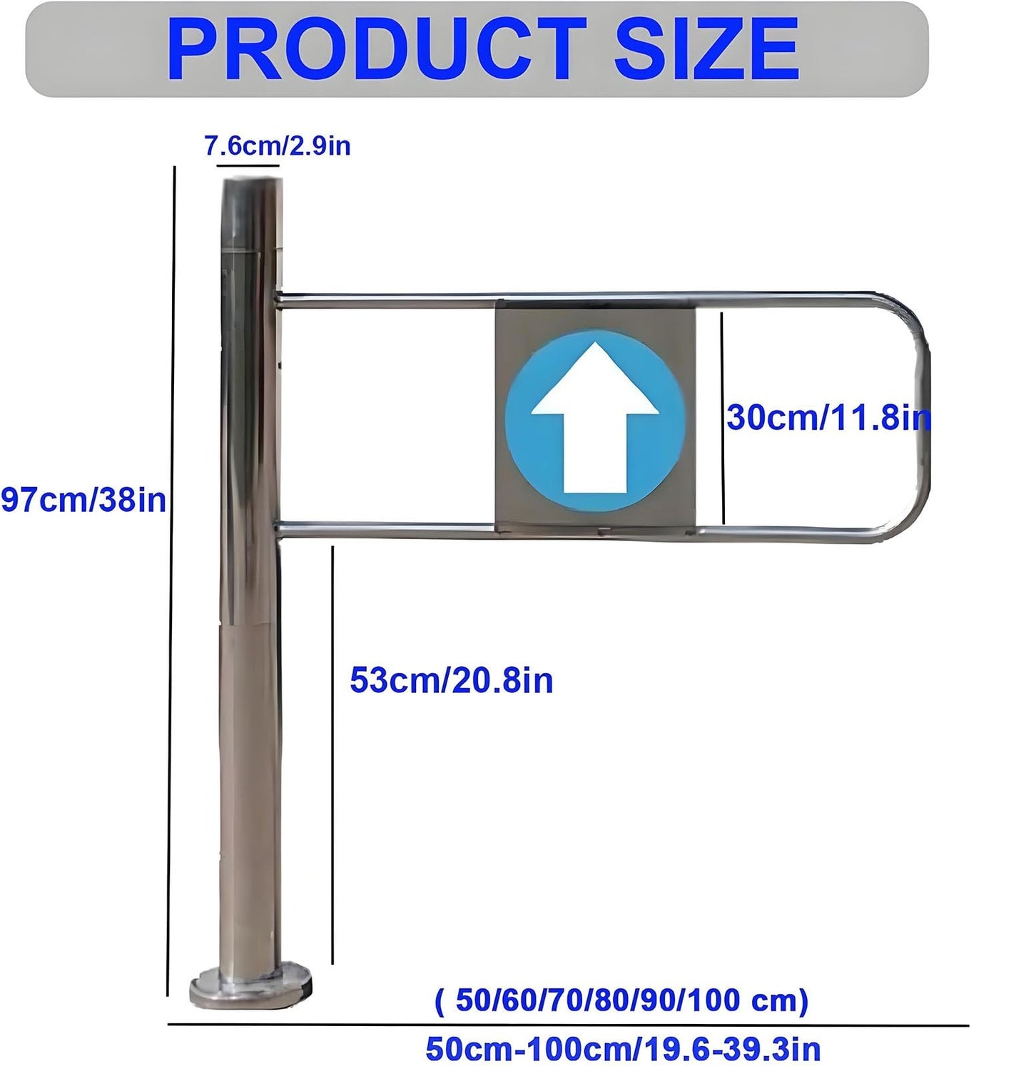Universal Metal Pivot Gate – Automatic Spring-Loaded One-Way Security Turnstile for Supermarkets & Libraries – Right-Handed Entry, 70 x 100 cm, Durable Access Control Solution