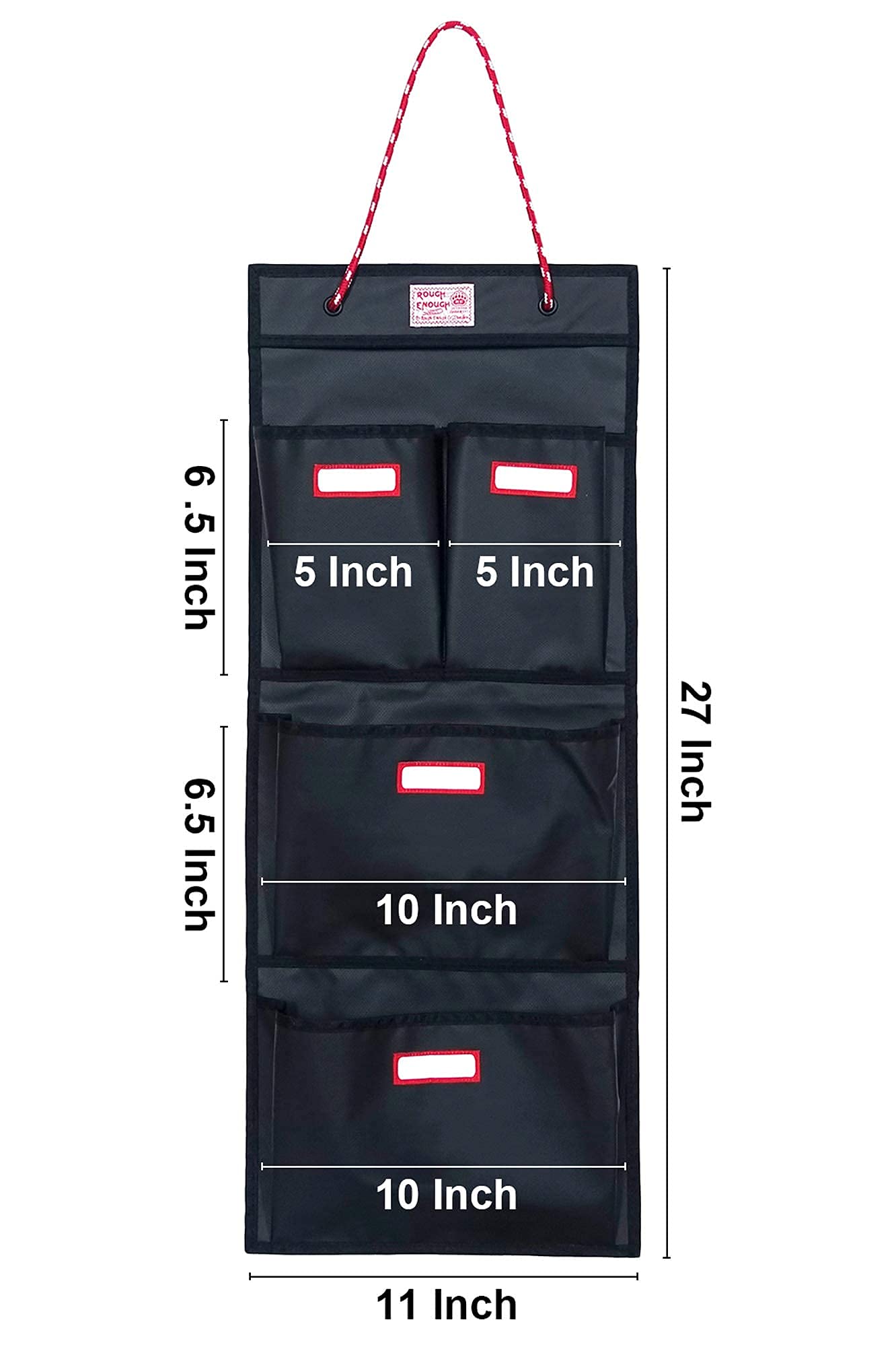 Rough Enough Locker Organizer Hanging Accessories Storage Organization with 4 Pockets for Work Door Gym Wall Black Tarpaulin