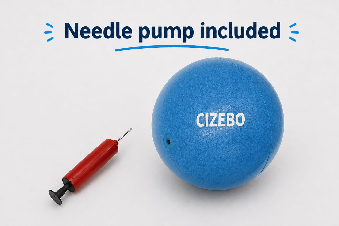 CIZEBO Small Exercise Ball Between Knees, 6 inch Pilates Ball with Needle Pump, Mini Yoga Ball for Core Stability Workout Fitness, Blue