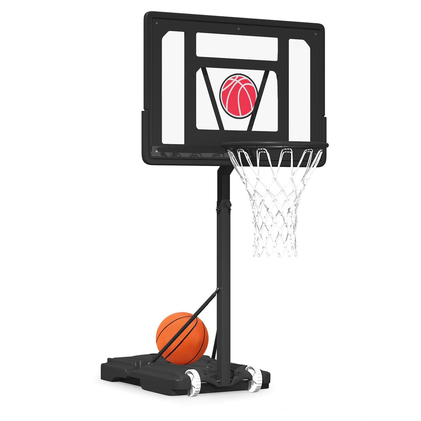 Danrelax 32“x23” Pool Basketball Hoop, 3.1FT-4.1FT Height Adjustable Poolside Basketball Hoop,Include Air Pump,Basketball, Made for Teens, Adults, Black