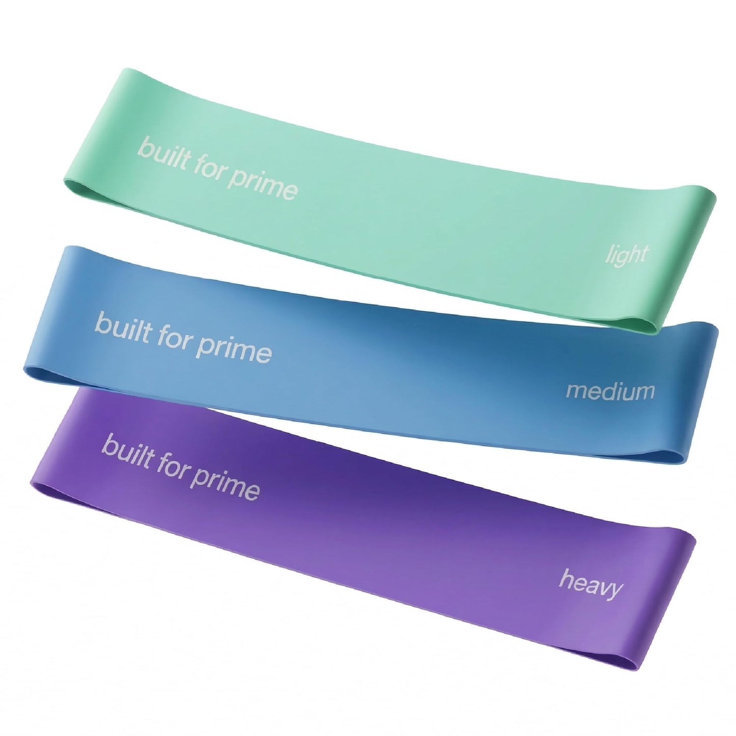 Built For Prime Mini Resistance Bands (Set of 3) – Premium Exercise Bands for Strength Training & Activation – Seafoam, Sky, and Amethyst
