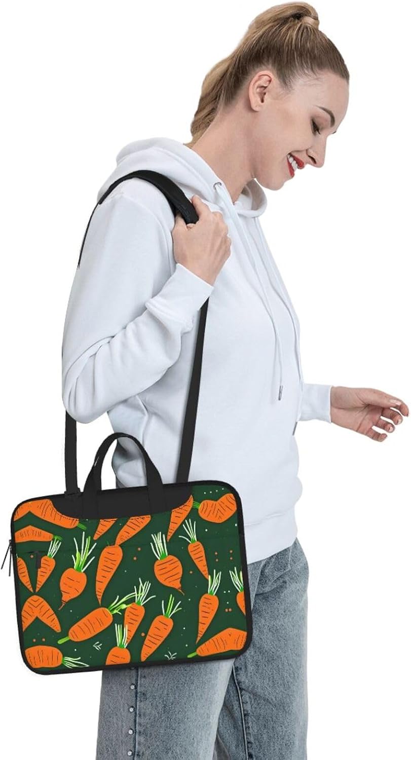 JIPOFD Happy carrot Print Structured Laptop Bag Oxford Cloth Briefcase Padded Shoulder Case with Front Pockets