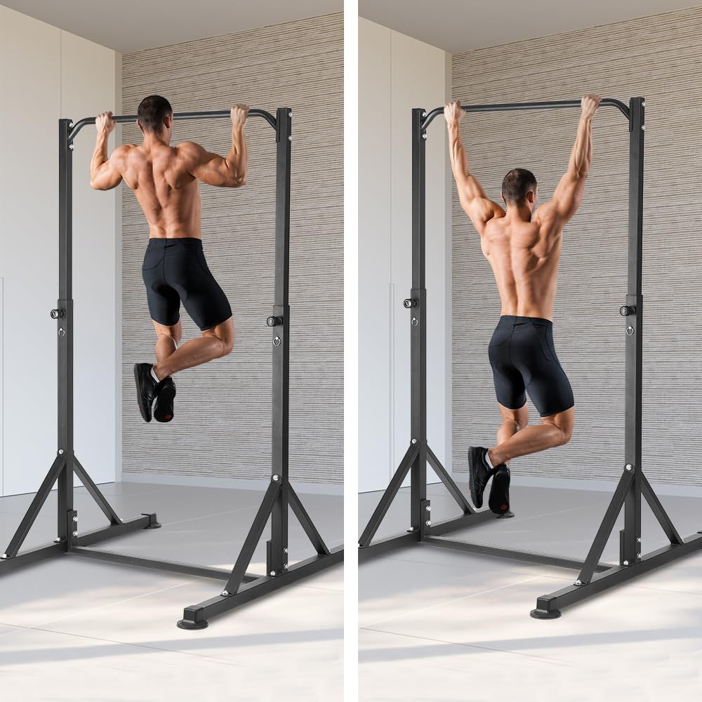 ONETWOFIT Pull Up Station, Power Tower Adjustable Pullup Bar Multifunction Strength Training Workout Gym Equipment Free Standing Chin up Bar for Home Outdoor, Support 440LBS (Black)
