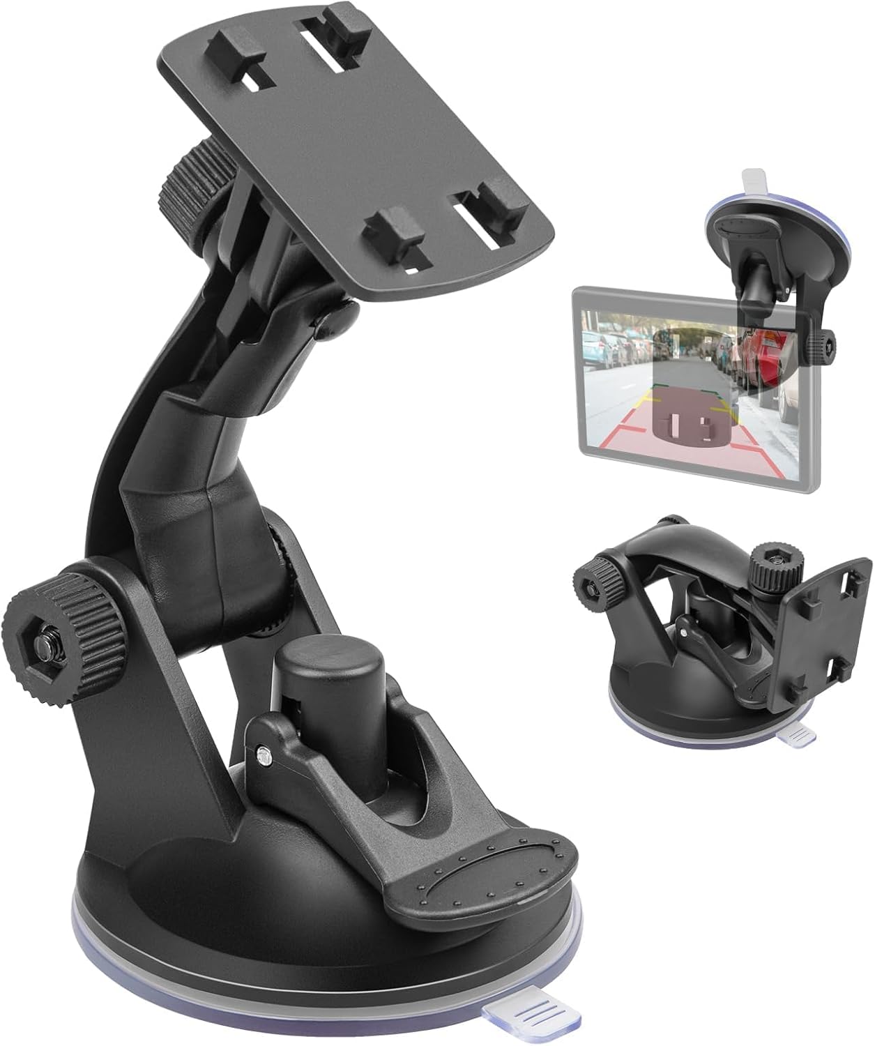 EWAY 4-Hole 4.3"/5" Direct Fit Suction Cup Mount for Backup Camera Monitor, Knob-Lock Adjustable Dashboard Windshield