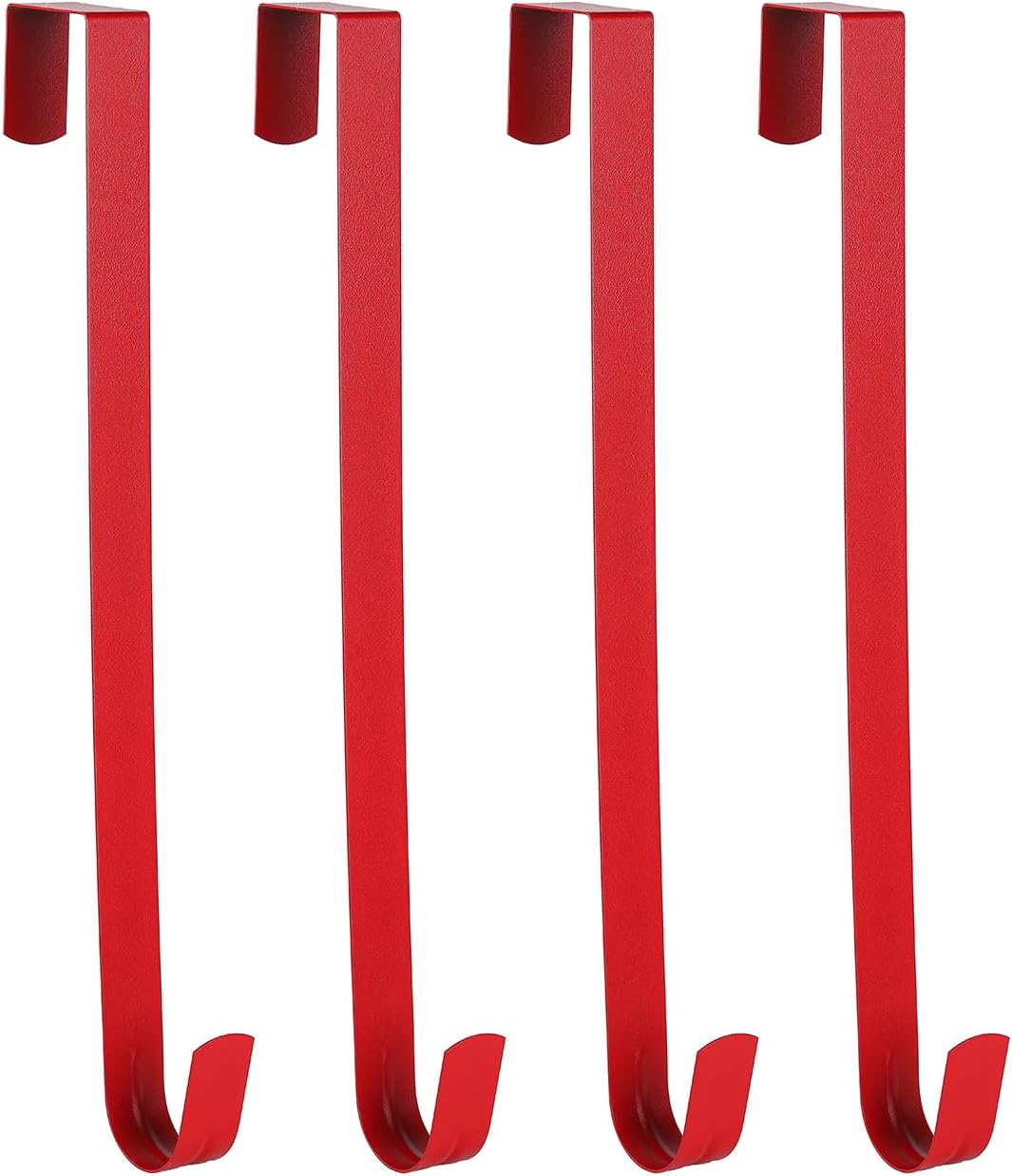 Wreath Hanger - Sturdy Steel Over The Door Hook for Front Door | Red, 4