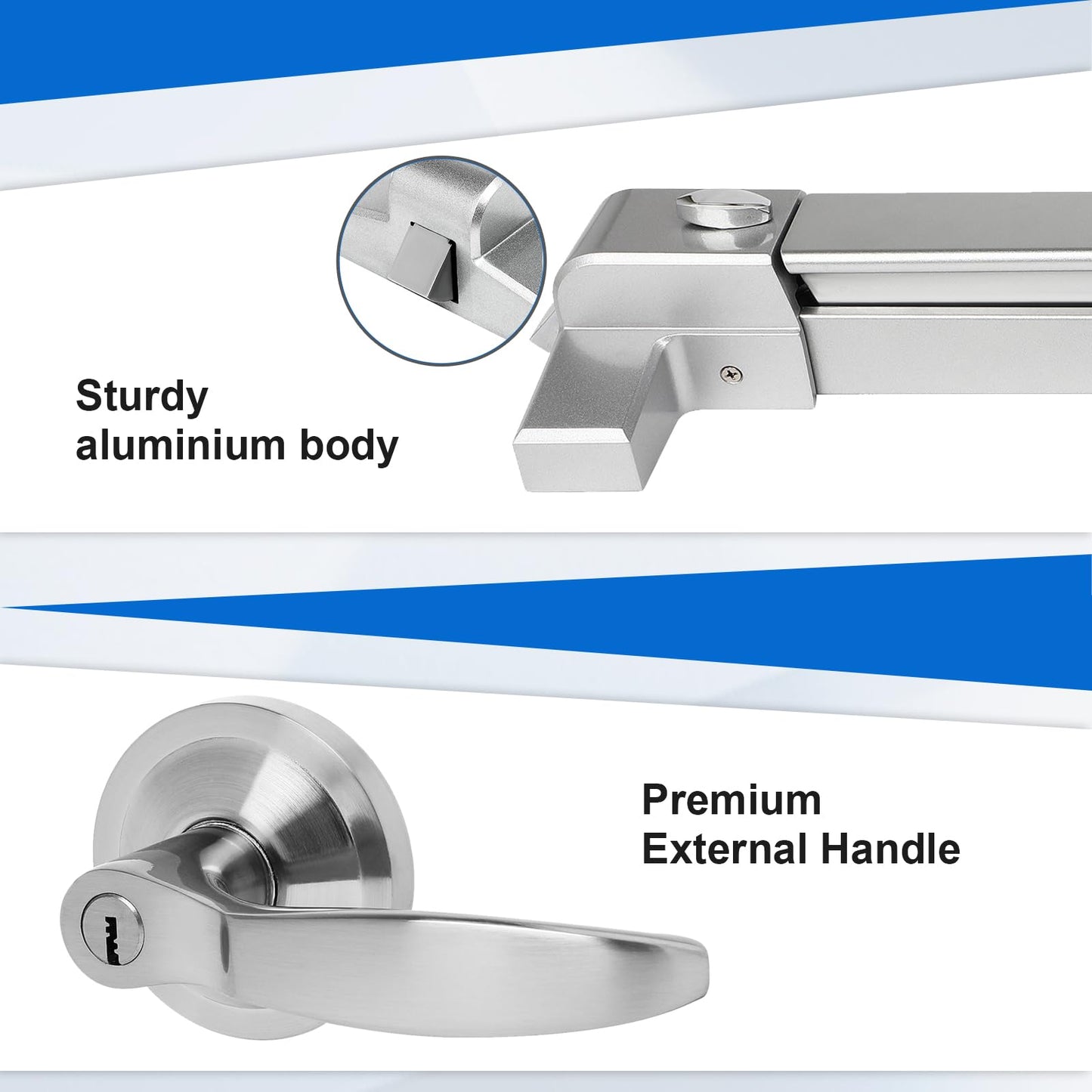 FAHKNS Panic Bars for Exit Doors Hardware Push Bar Door Push Bar Device Lock Aluminum Emergency Accessories Alarmed Fireproof Commercial Exit Devices