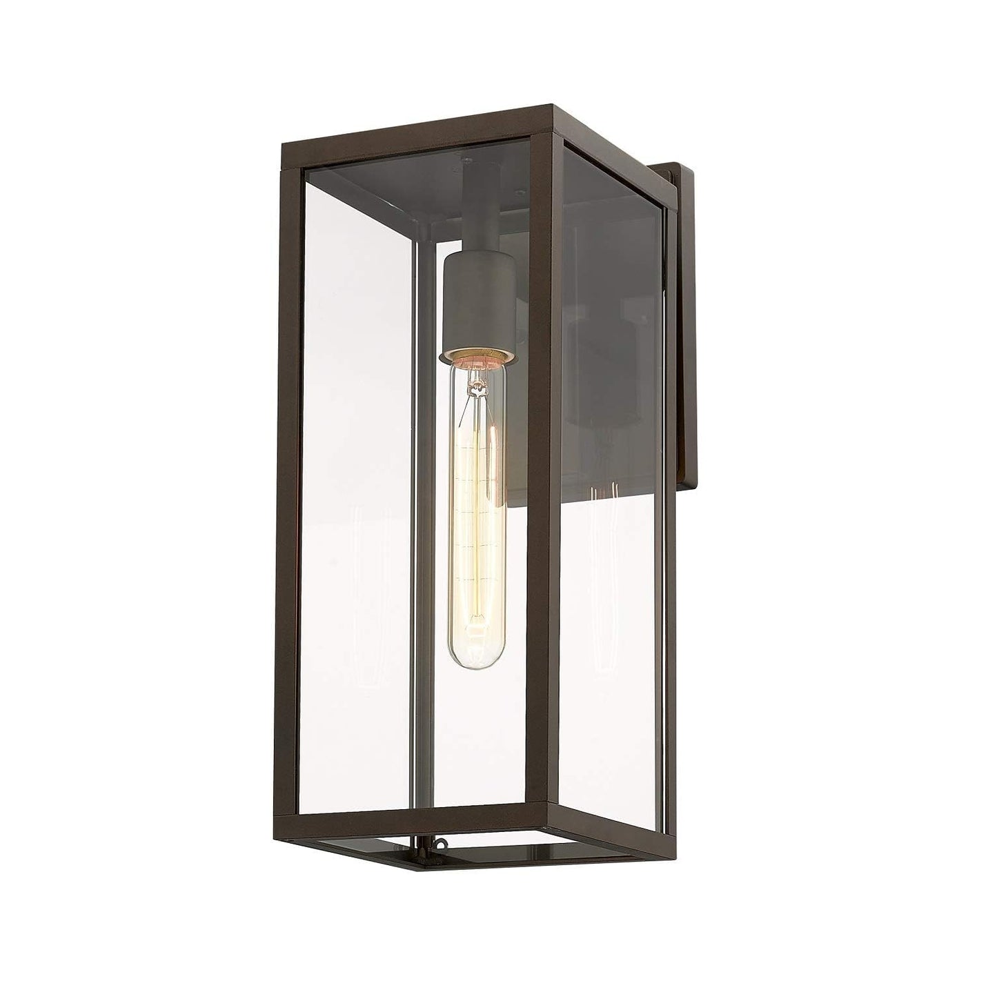 Bestshared Outdoor Wall Lantern - 15in 1-Light Sconce, Metal, Oil Rubbed Bronze, Model 4176, 1 Pack