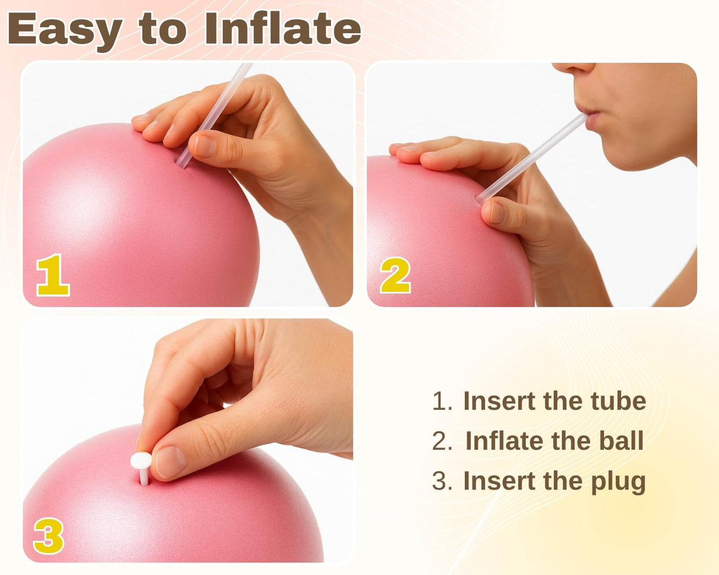YCConcept Pilates Ball 9 Inch Yoga Ball Small Exercise Ball for Core Strength Fitness Balance Stability at Home Gym