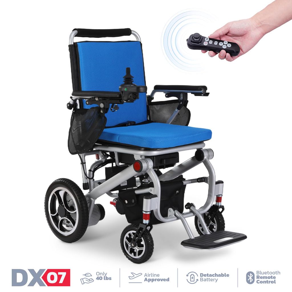 Rubicon DX07 All Terrain Foldable Electric Wheelchairs for Adults - Powerful 500W Motor - 12 mi Cruise Range - Detachable Airline Friendly Battery Supports up to 265 lbs (Model14)