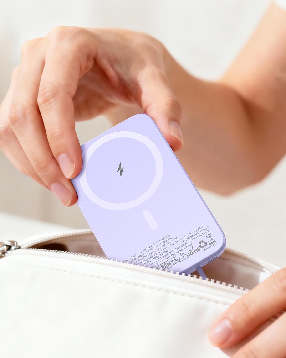 AsperX 10000mAh Pack 17/16/15/14/13/12 Magnetic Power Bank, Magnetic Portable Charger with USB-C Cable and Smart LCD