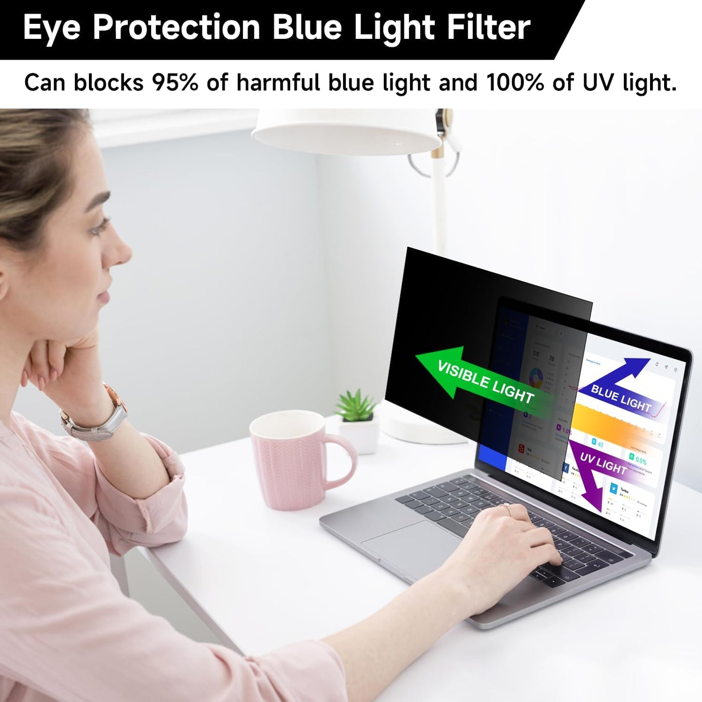 16 Inch 16:10 16" 1920x1200 Laptop Privacy Screen Filter, Anti Blue Light Glare & Anti Scratch Computer Privacy Shield