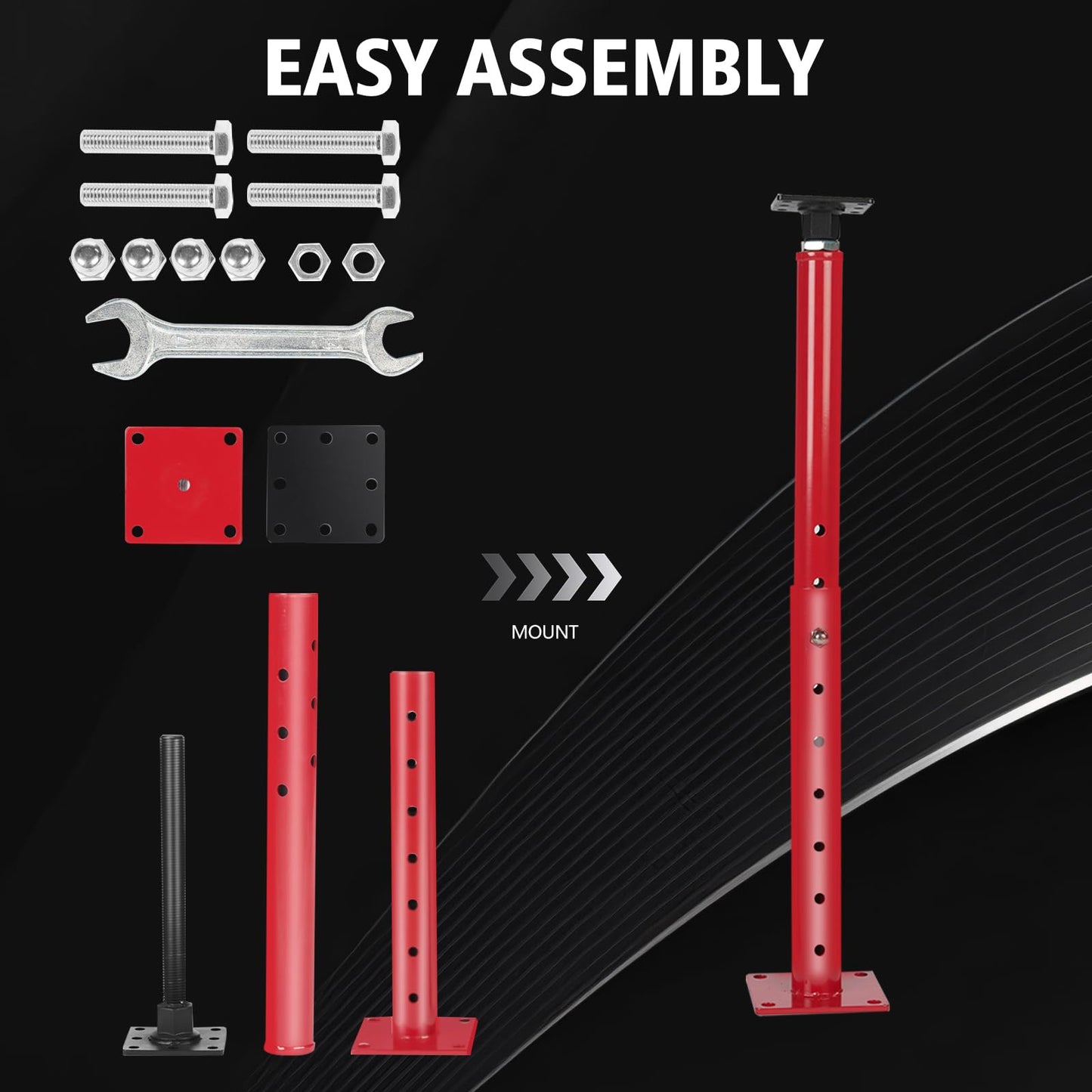 TOPTGO Floor Joist Jack, 19"- 36"(1'7"-3) Height Range Adjustable Floor Joist Jack House Jack Post,Telescoping Jack for Temporary Support for Leveling,4400 lbs Height Capacity(Each)-4Pack