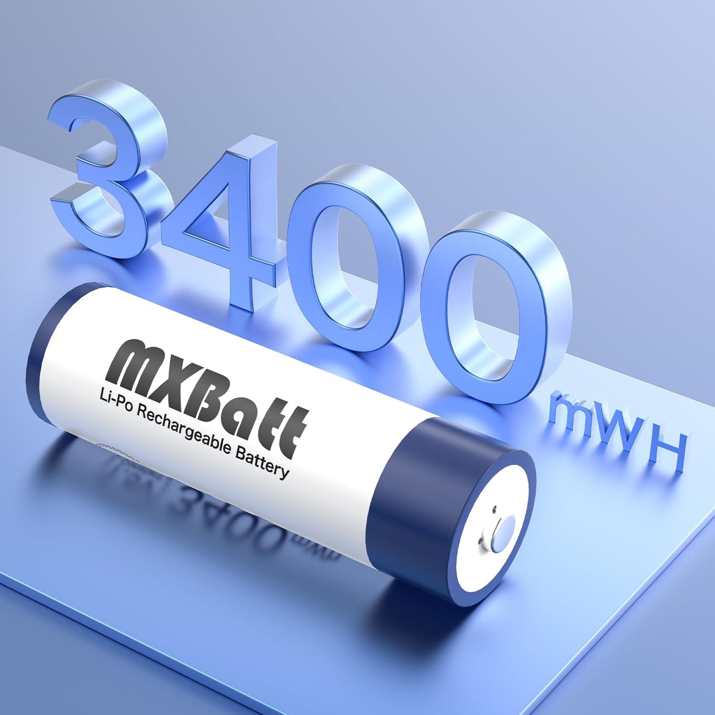 MXBatt 8 3400mWh 1.5V, 8 Packs 1500 AA Batteries Rechargeable Lithium with Charger Bay, Cycles, for Cordless Phones
