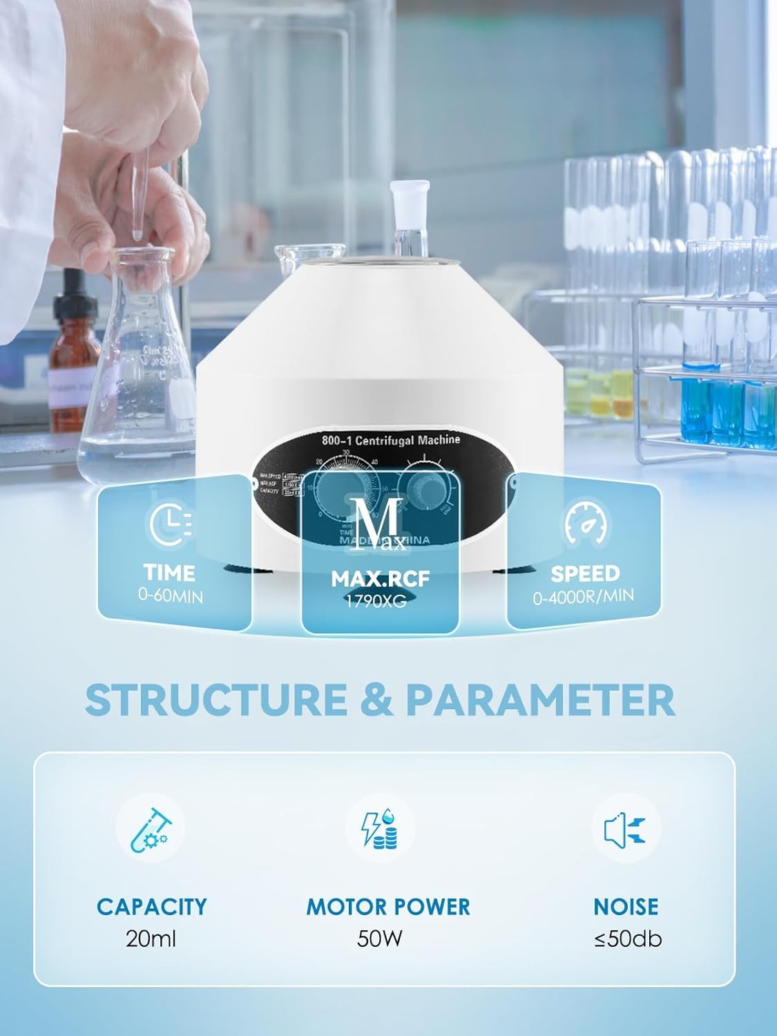 Centrifuge Machine, Lab Benchtop Centrifuges, Desktop Electric Lab Laboratory Centrifuge Machine Lab Medical Practice w/Timer and Speed Control - Low Speed,4000 RPM, Capacity 20 ML x