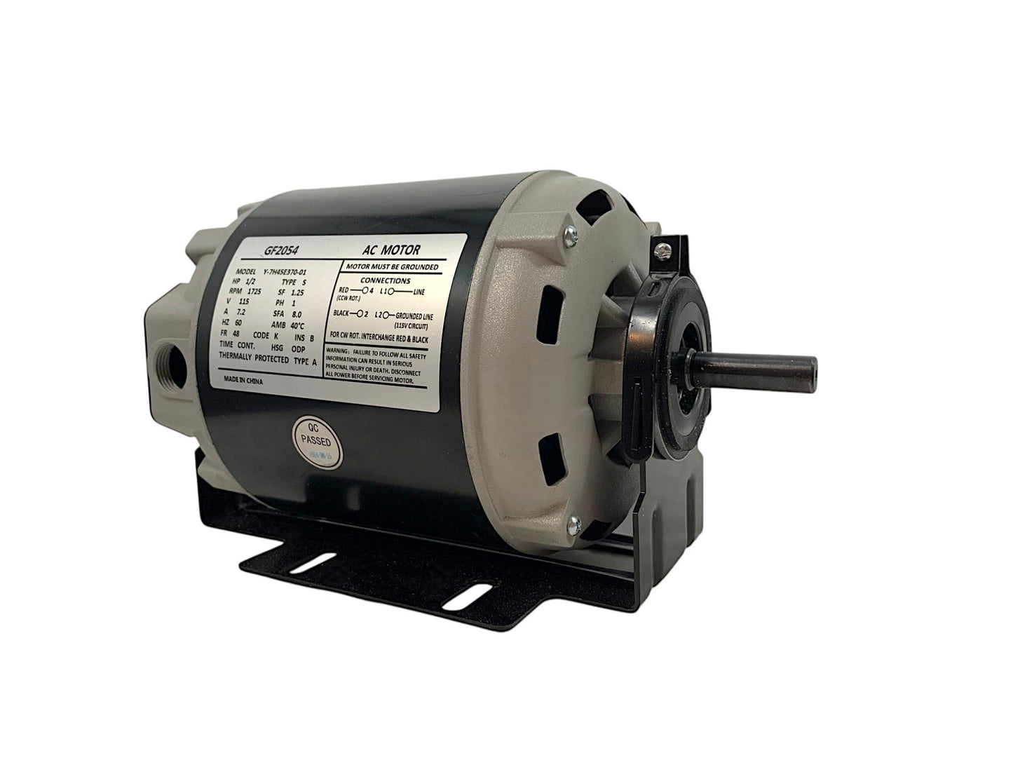 GF2054 1/2 HP Belt Drive Motor Compatible with AO Smith, Packard 45012, Emerson 8200, GE BF-4708, Universal 811, BALDOR RSP3451A, Dayton 4UE85 115 Volt 60Hz 1725RPM 48 Frame - 2 Year Warranty