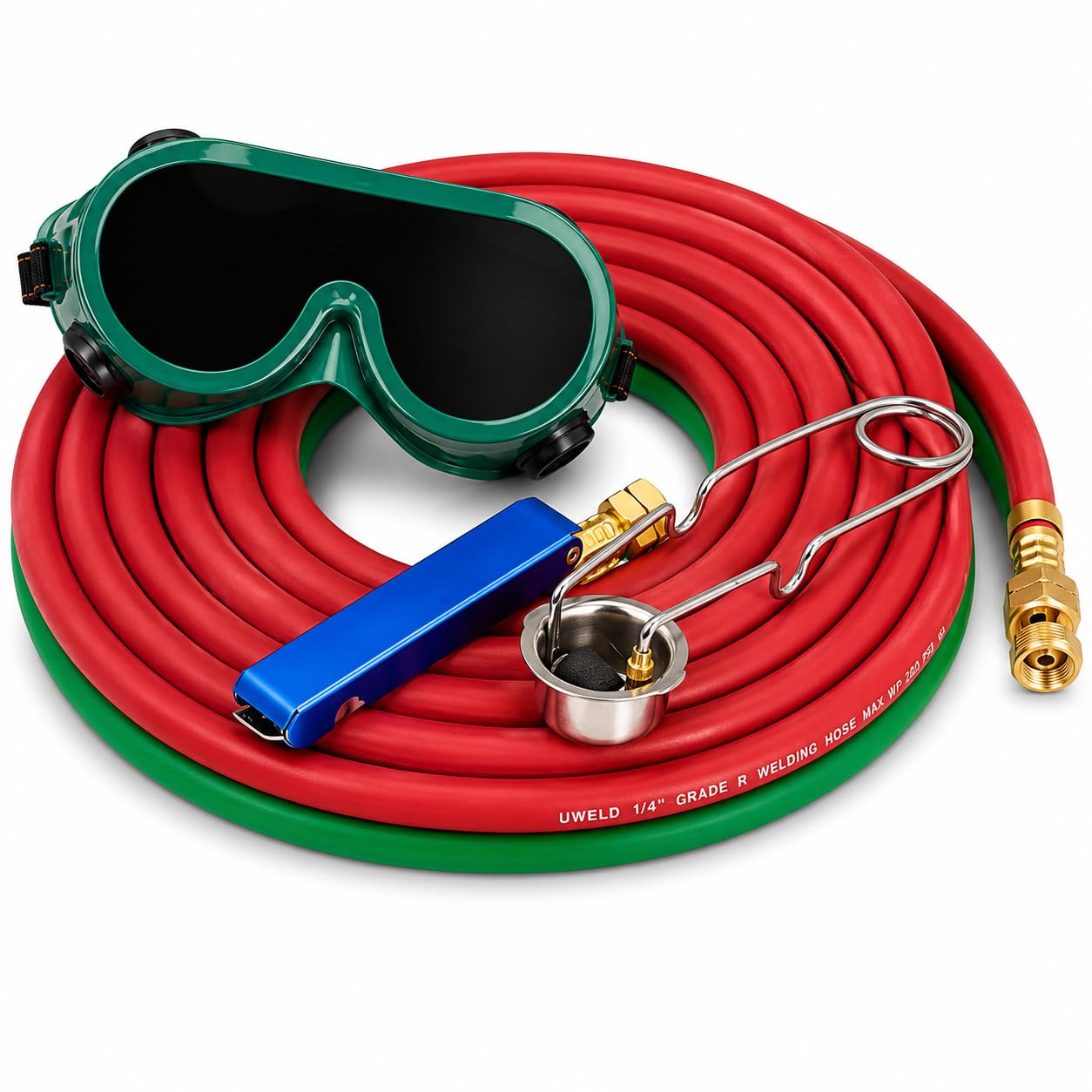 Stark USA Portable Oxygen Acetylene Welder Include Nozzles Cutting Torch, Brazing Set, Gas Welding Kits Gauge, Regulators Set With 11.5' ft Hose, Carrying Case