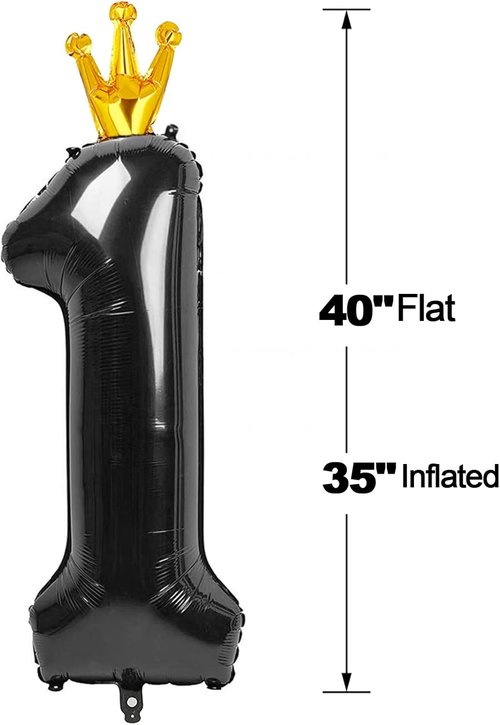 Black Giant Number 1 Balloon by [Brand Name] - 40 Inch First Birthday Decoration for Boys & Girls