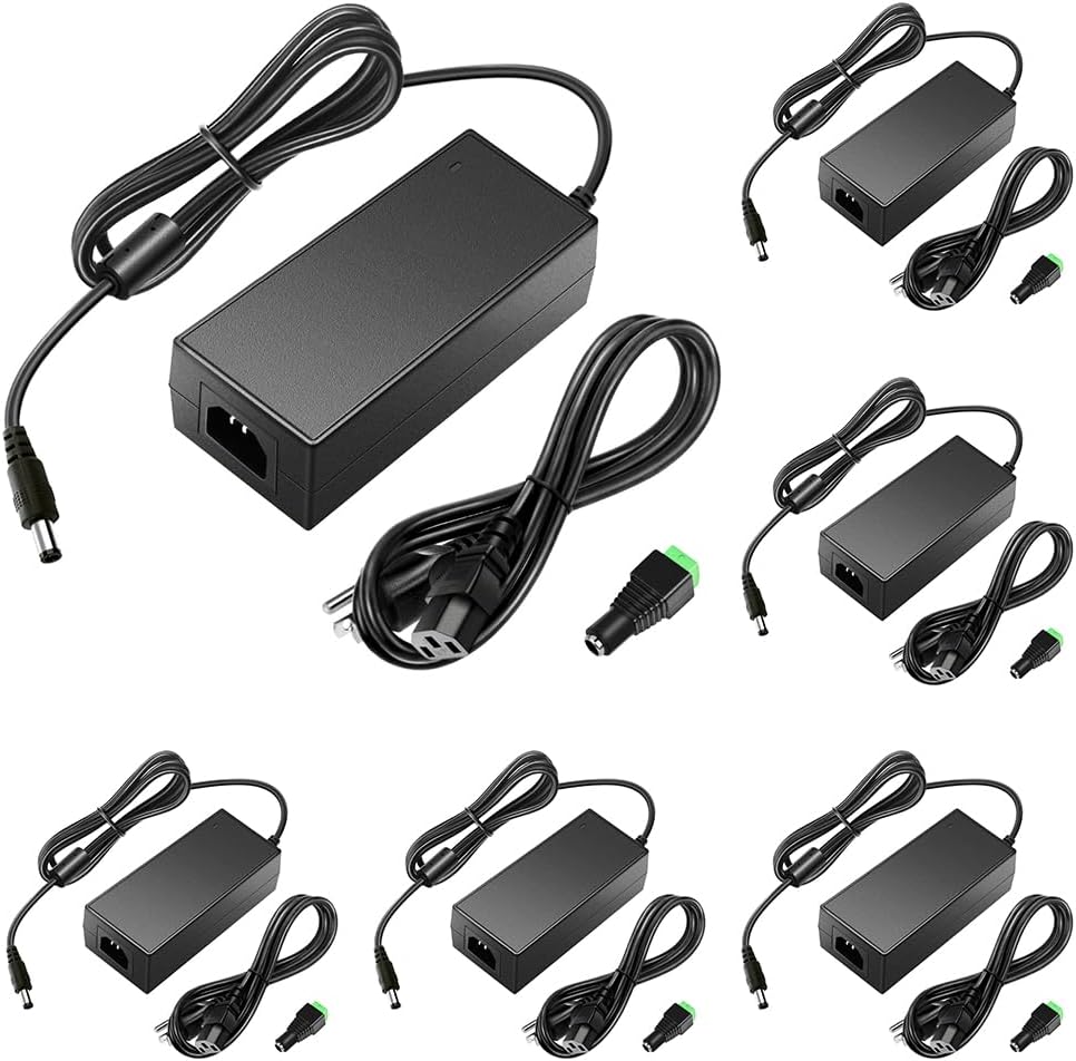 SHNITPWR 12V 3A 100V~240V 12 3Amp 5.5x2.5mm 3D 6-Pack Power Supply Adapter AC to DC Volt Converter Transformer LED