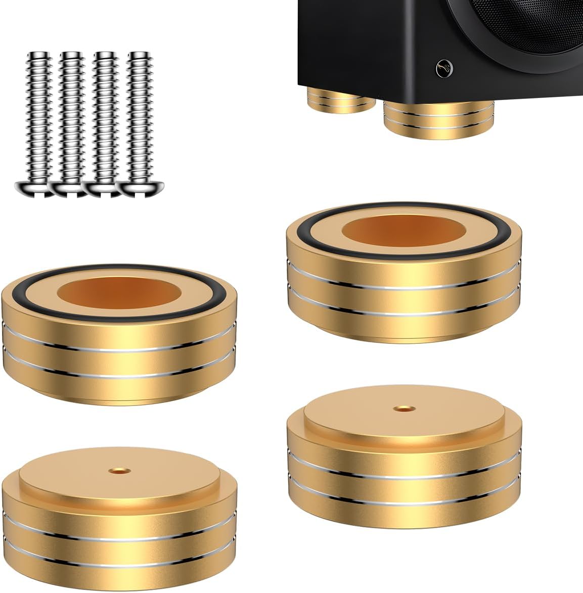 Viborg 58x22MM, 4X Screws(M4*0.7) HiFi Speaker Spikes Isolation Stand Feet Pads Speaker Floor Protector Shock Absorber