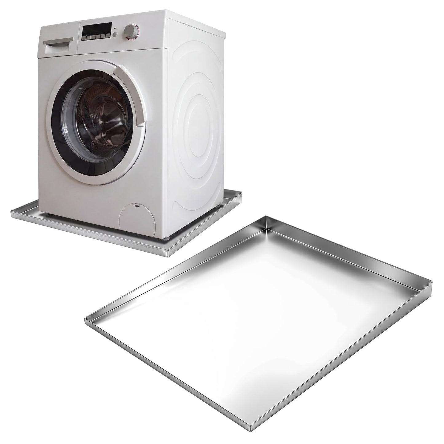 Wesiti 36 x 32" Front Load Washer Drip Tray Galvanized Steel Washer Machine Drain Water Damage Prevention No Leak Waterproof Welded Water Tight for Floor Protection Anti Vibration Mat