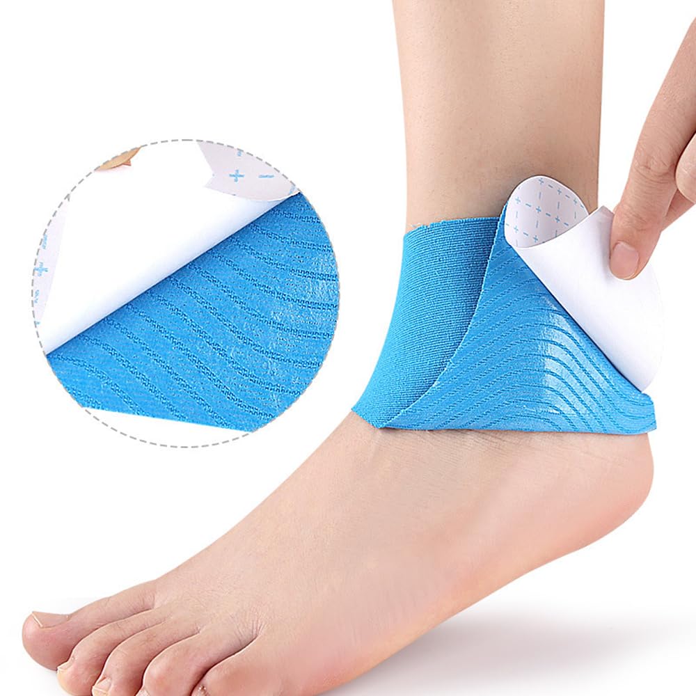 Precut Kinesiology Tape for Knees/Wrists/Ankle/Foot Arch/Thumb Support, Waterproof & Elastic Muscle Tape for Pain Relief, Comfort & Breathable 10Pcs (Nude, Ankle)