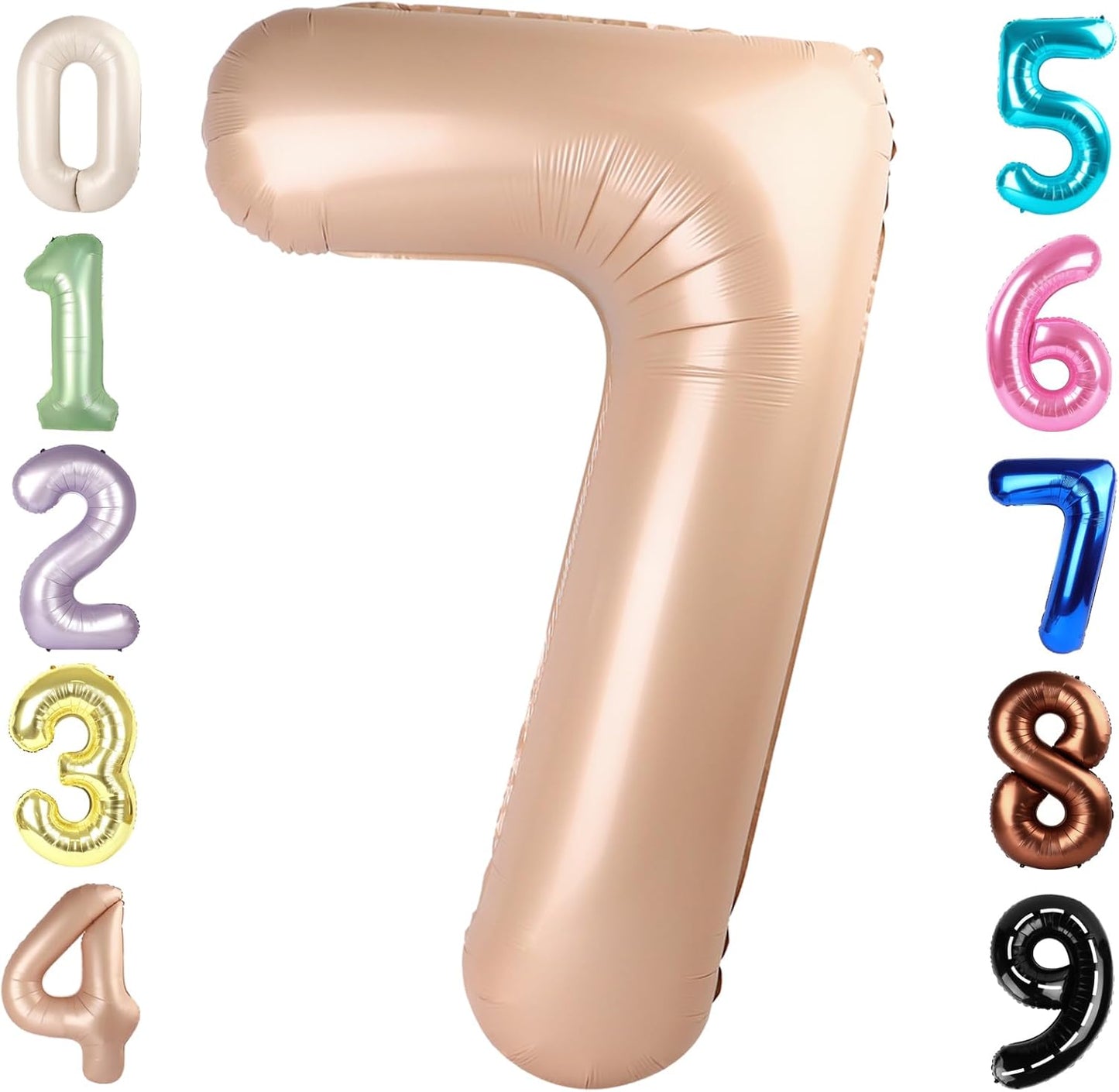Regine Switzerland 40-Inch Number 7 Balloon - Light Brown Birthday Decor for All Ages | Perfect for Engagements & Graduations
