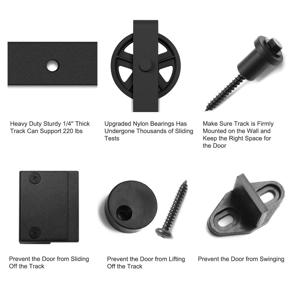 SMARTSTANDARD 16 Feet Heavy Duty Sliding Barn Hardware Kit, 4FT - 18FT, Black, Smoothly and Quietly, Simple and Easy to Install, Fit 96" Wide Door Panel (Industrial Bigwheel Hangers)