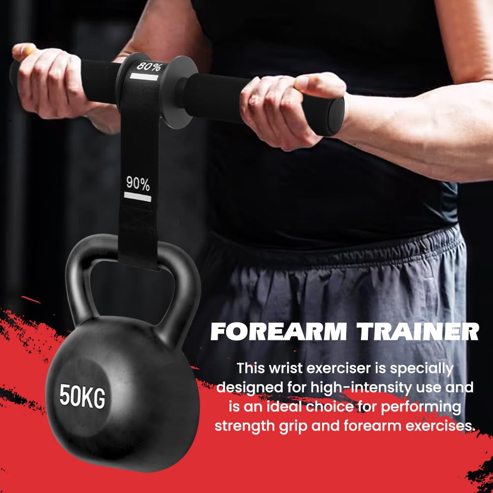 Forearm Strengthener and Wrist Roller with Thick Grip & Adjustable Strap, Ideal for Grip Strength Training, Muscle Building and Rehabilitation(Color:Black)