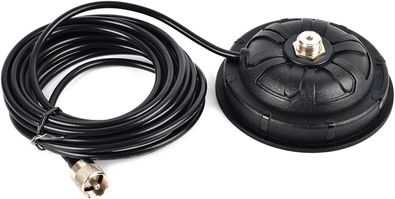 YNIBST 4.5 Inch SO239 Mount,16.4 ft.RG-58 PL-259,for Mobile Magnetic Antenna Cable with HF VHF UHF Mobile Ham Radio