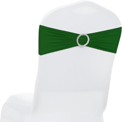 MDS Premium Spandex Chair Sashes - Stretchy Bow Covers with Buckle Slider | 50 Pack - Green