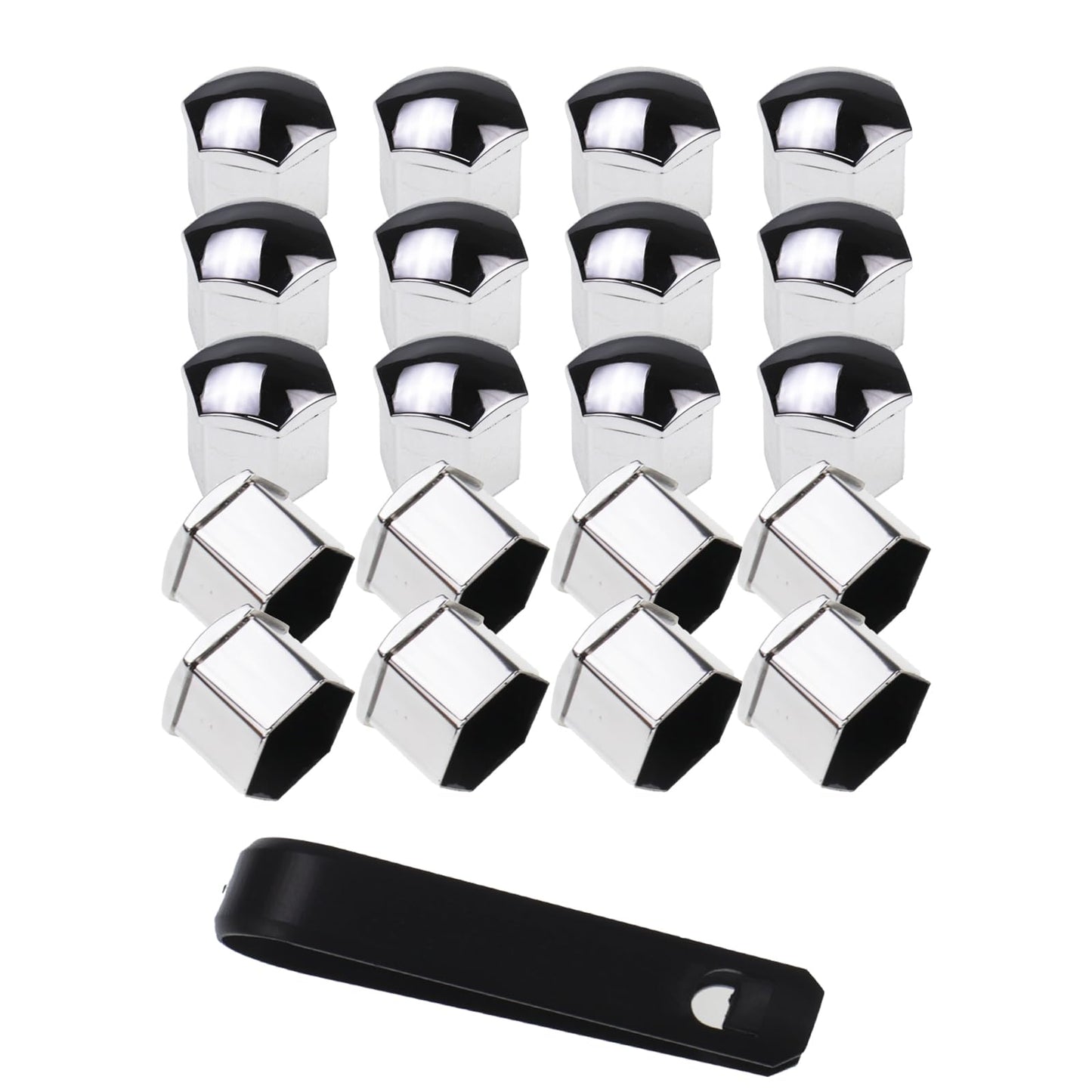 Nihfien 20 Pcs Wheel Lug Nut Covers Bolt Caps,19mm Silver Universal Anti-Rust Car Tire Nut Caps Bolt Cover,Hexagonal Plastic Tire Bolt with Removal Tool (Silver)