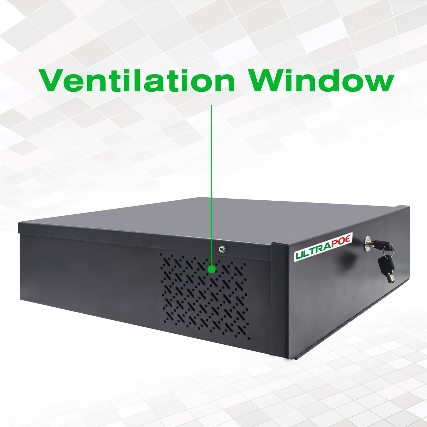 Heavy Duty 16-Gauge Steel DVR/NVR Lock Box with AC Fan – Secure Wall or Floor Mount Enclosure (18 x 18 x 5 in) – Includes Lock for Enhanced Security