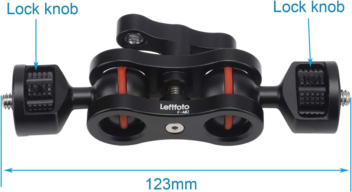 Leftfoto 360 Articulating Double Ballhead Magic Arm Monitor Mount, Double Ballheads Degree Rotation for DSLR Field