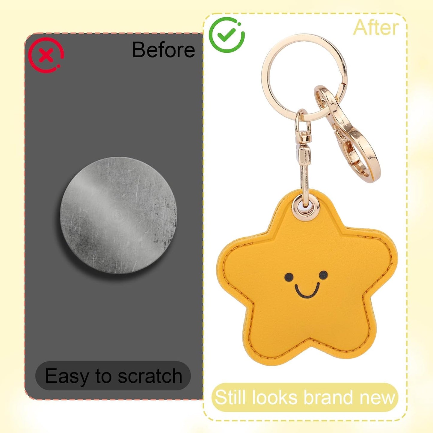 lasuroa Backpack Cute Star Leather Keychain Holder, Waterproof Anti-Scratch Hidden GPS Tracker Case Cover Key chain