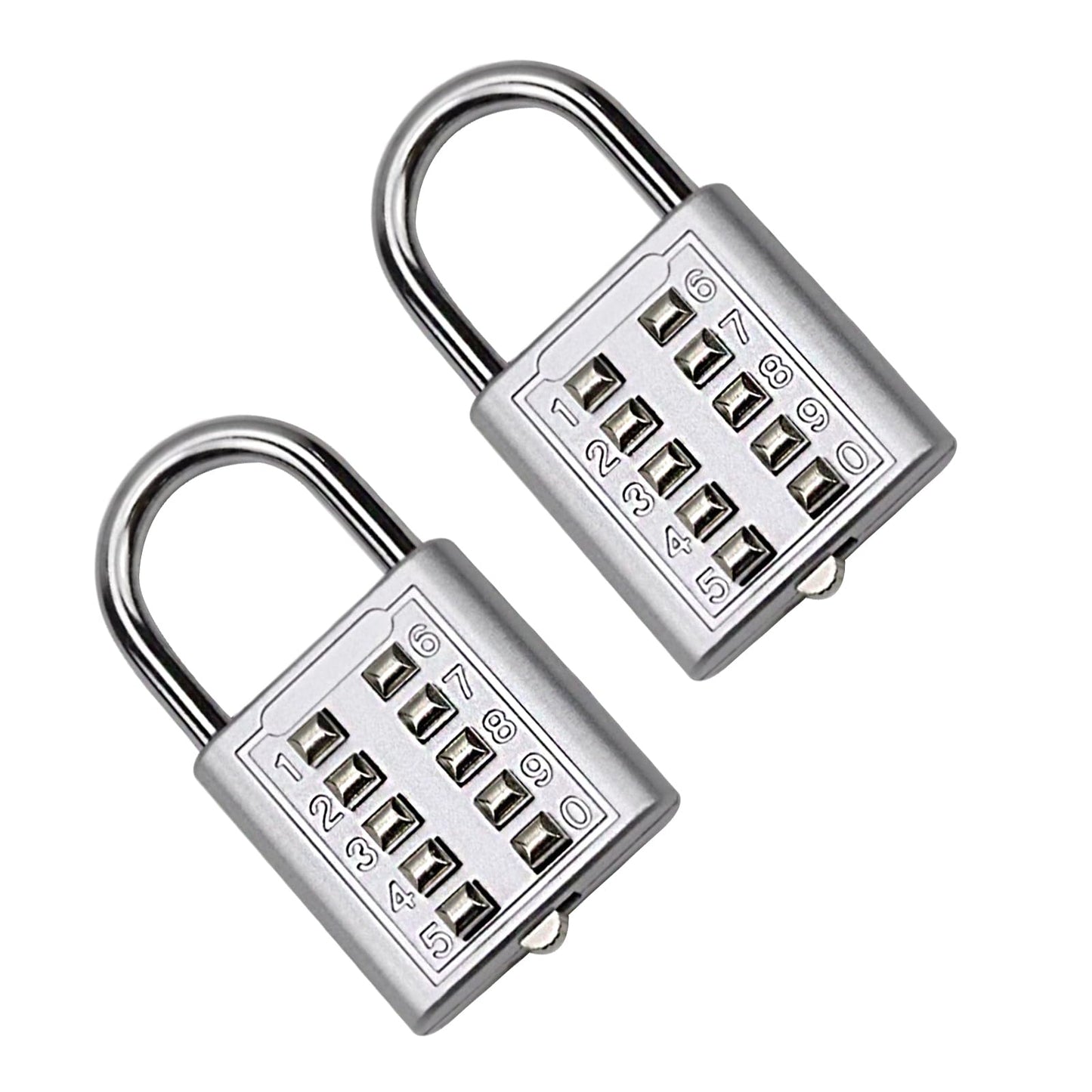 Li-TianFeng 2Pcs 10-Digit Combination Padlock Push Button Lock for Locker Gym, Case, Drawer, Toolbox (silver-2pcs)