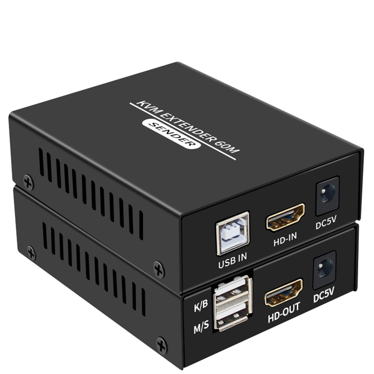 XYKJOBC 60M Cat5e Cat6 1080P HDMI KVM Extender Over HDMI USB KVM Extender Transmit with Loop Out Support USB Keyboard