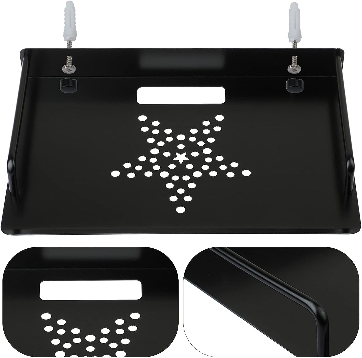Xiboya textile Set 11.2'' 8.2'') Alumimum Alloy Wall Mount Shelf Bracket for TV Accessories WiFi Router TV Box Top Box