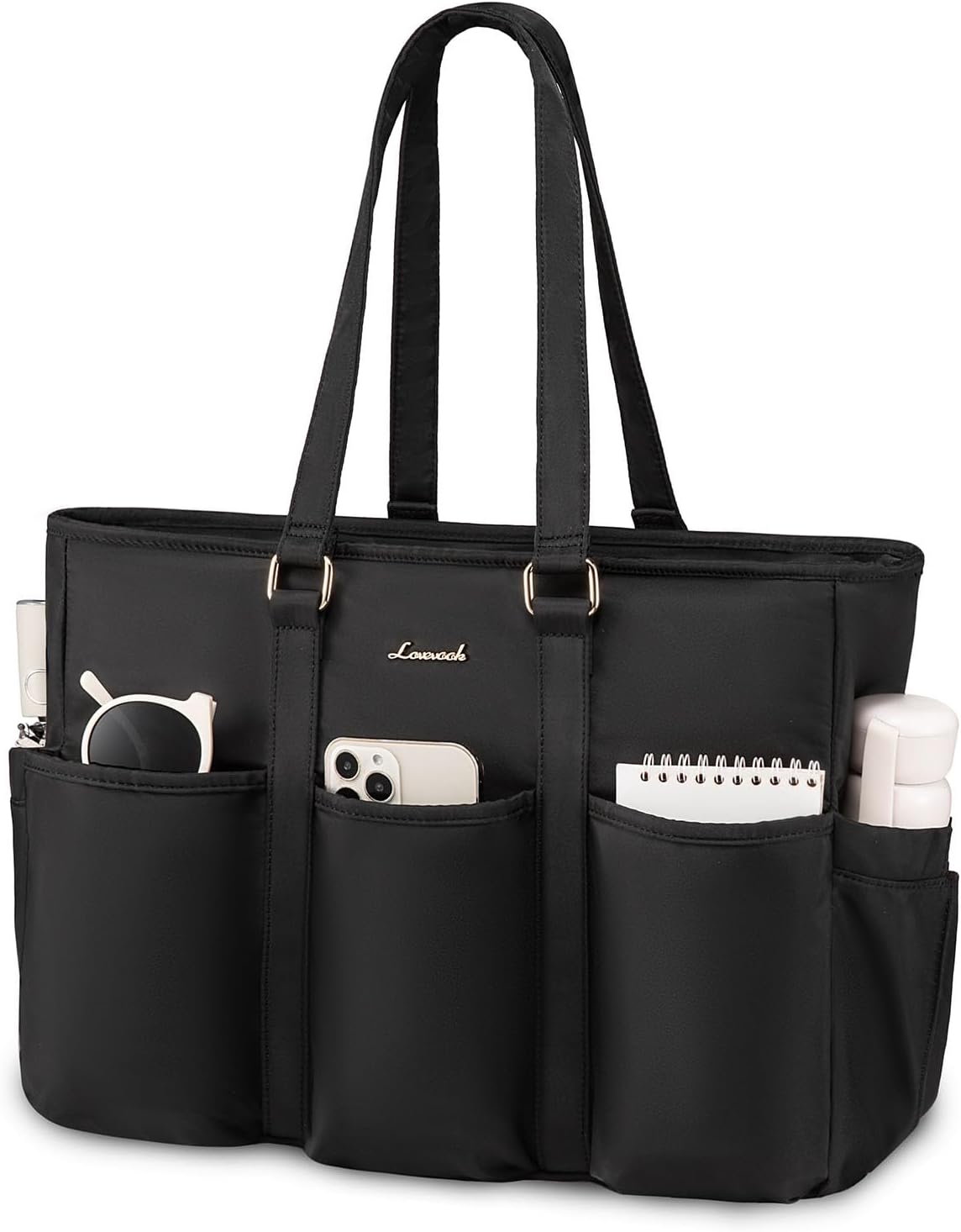 LOVEVOOK Laptop Tote Bag for Women Work, Teacher Tote Bag Nurse Bag With Large Cup Holder, Utility Professional