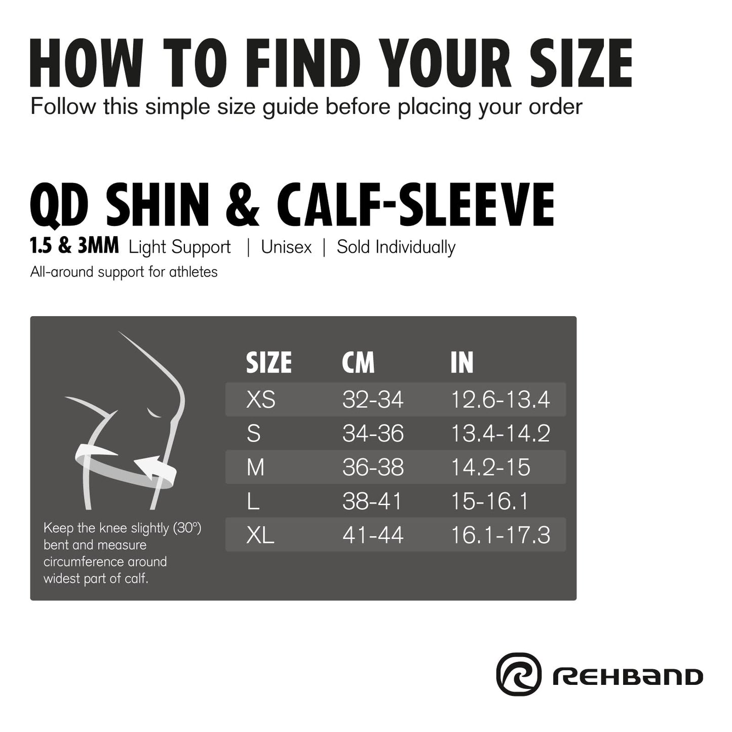 Rehband neoprene calf bandage, 1 piece, shin support, calf compression promotes blood circulation in endurance sports, compression sleeve for running, Colour:Black, Size:Medium