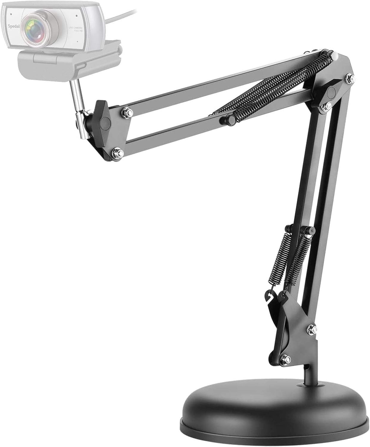 Spedal 1/4" MF920Pro, Desktop Webcam Stand with Weighted Round Base, Adjustable Scissor Arm Camera Mount with Phone