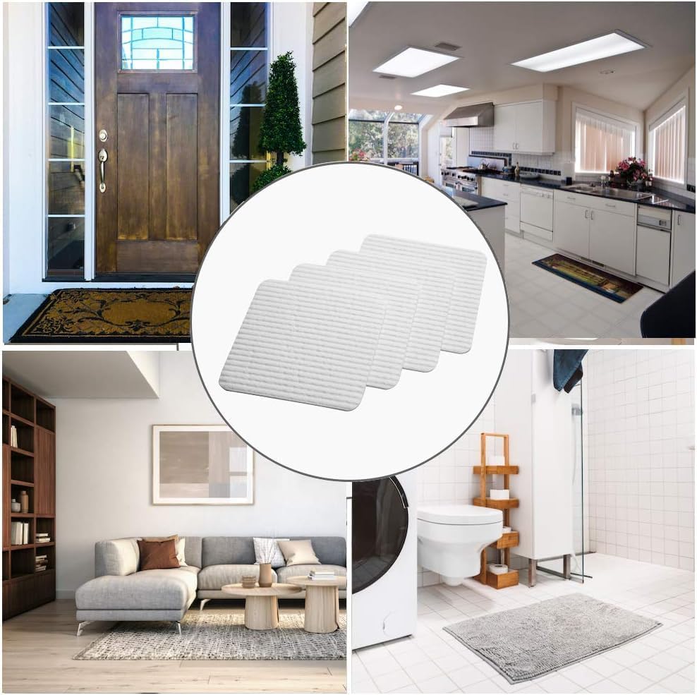 Skiennix Non-Slip Rug Pad Grippers - Double-Sided Carpet Corner Stickers for Hardwood Floors | 4PCS Set